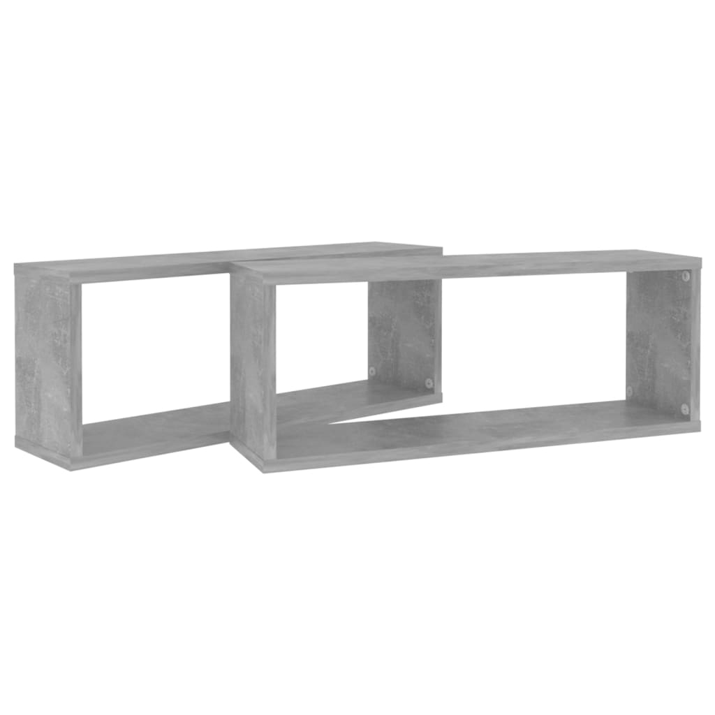 Wandschappen kubus 2 st 60x15x23 cm bewerkt hout betongrijs is nu te koop bij PeponiXL, paradijselijk wonen!