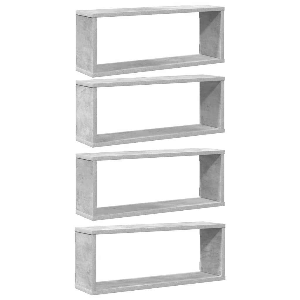 Wandschappen kubus 4 st 60x15x23 cm bewerkt hout betongrijs is nu te koop bij PeponiXL, paradijselijk wonen!