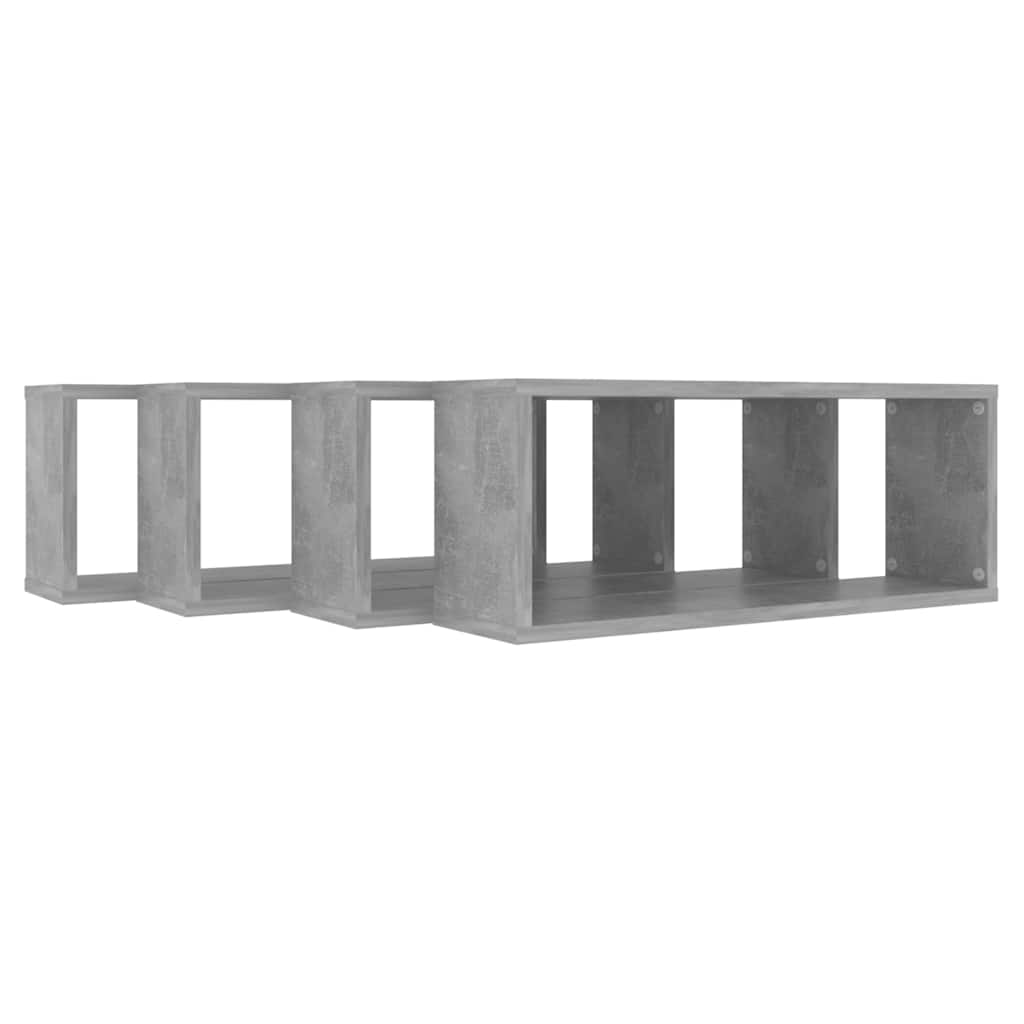 Wandschappen kubus 4 st 60x15x23 cm bewerkt hout betongrijs is nu te koop bij PeponiXL, paradijselijk wonen!
