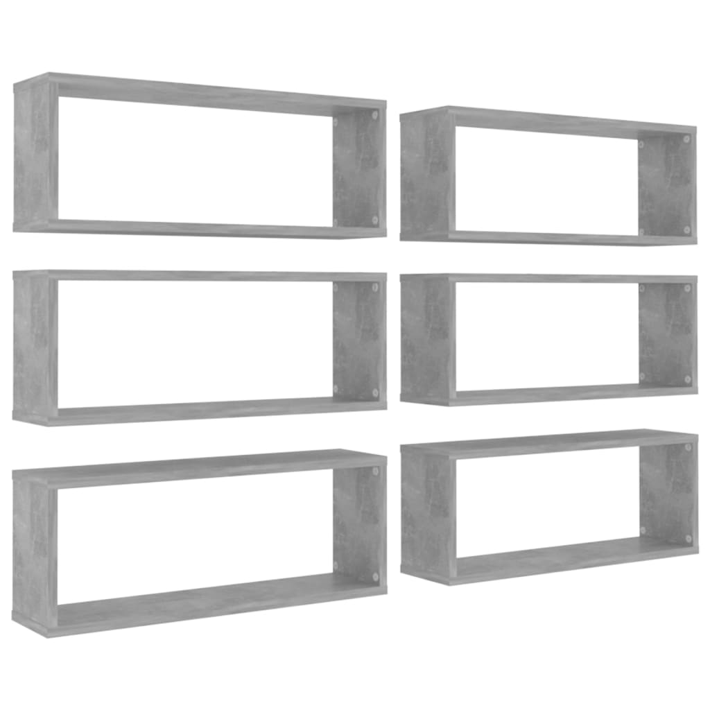 Wandschappen kubus 6 st 60x15x23 cm bewerkt hout betongrijs is nu te koop bij PeponiXL, paradijselijk wonen!