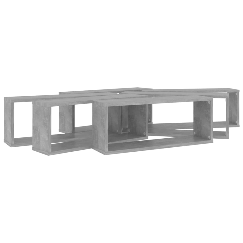 Wandschappen kubus 6 st 60x15x23 cm bewerkt hout betongrijs is nu te koop bij PeponiXL, paradijselijk wonen!