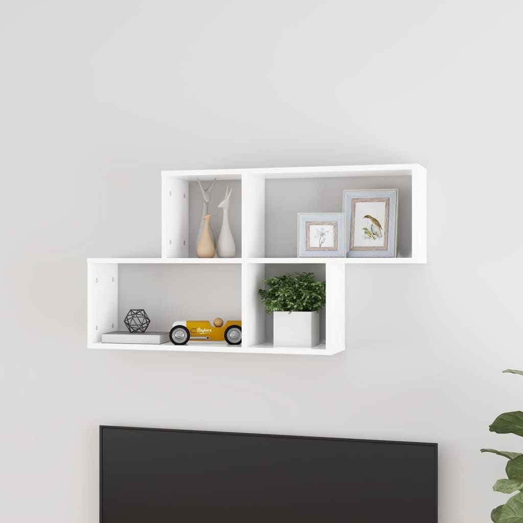 Wandschap 100x18x53 cm bewerkt hout wit is nu te koop bij PeponiXL, paradijselijk wonen!