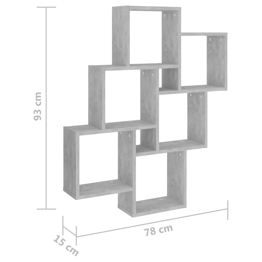 Wandschap kubus 78x15x93 cm bewerkt hout betongrijs is nu te koop bij PeponiXL, paradijselijk wonen!