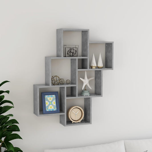 Wandschap kubus 78x15x93 cm bewerkt hout betongrijs is nu te koop bij PeponiXL, paradijselijk wonen!