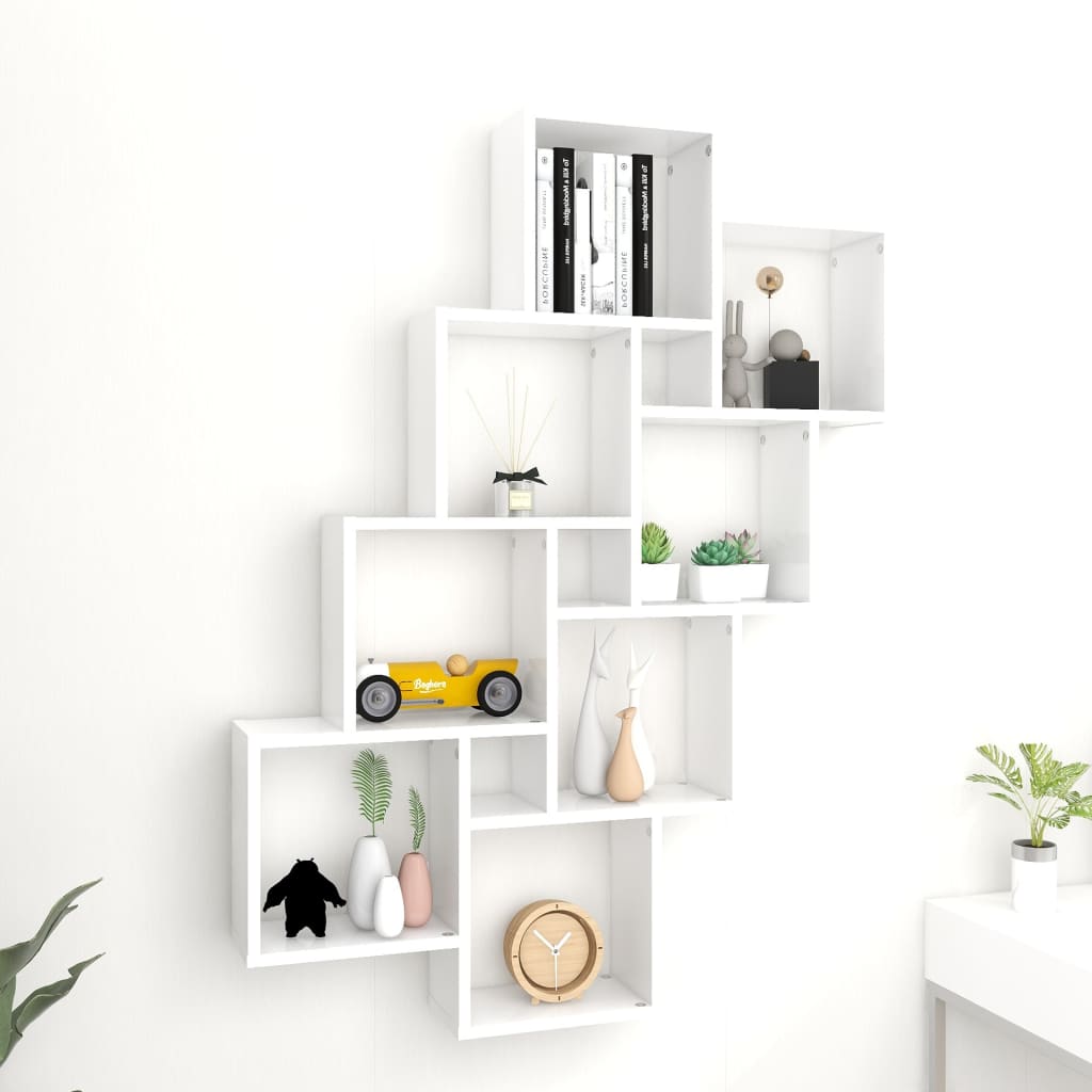 Wandschap kubus 90x15x119 cm bewerkt hout wit is nu te koop bij PeponiXL, paradijselijk wonen!