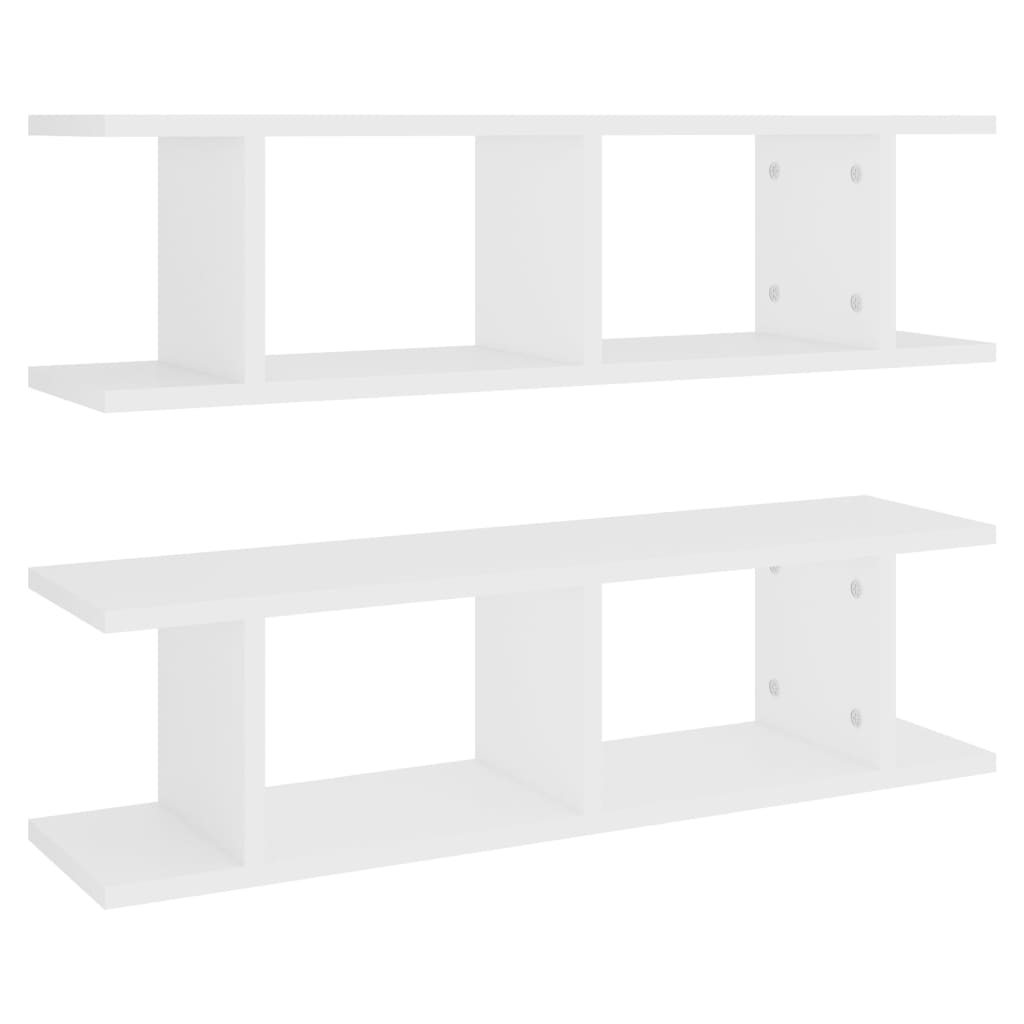 Wandschappen 2 st 75x18x20 cm bewerkt hout wit is nu te koop bij PeponiXL, paradijselijk wonen!