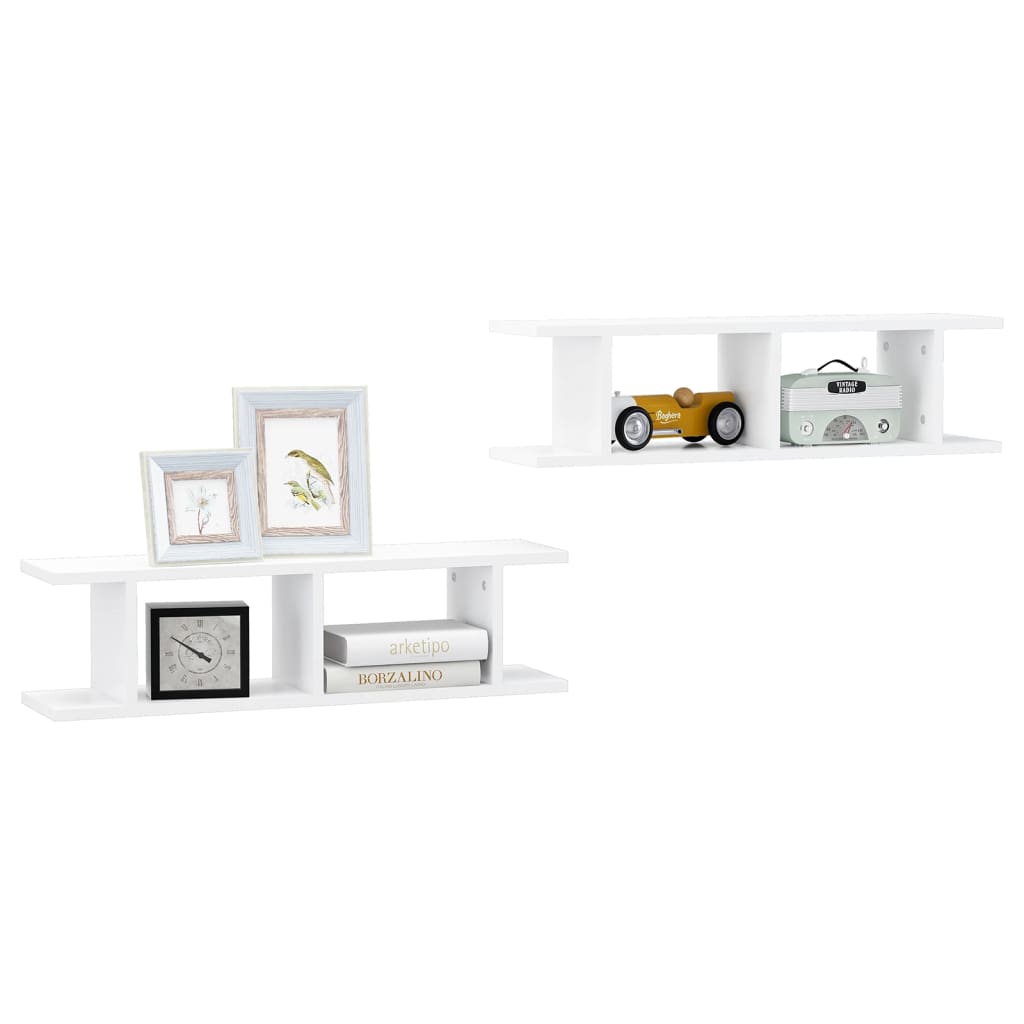 Wandschappen 2 st 75x18x20 cm bewerkt hout wit is nu te koop bij PeponiXL, paradijselijk wonen!