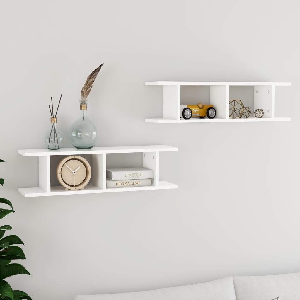 Wandschappen 2 st 75x18x20 cm bewerkt hout wit is nu te koop bij PeponiXL, paradijselijk wonen!