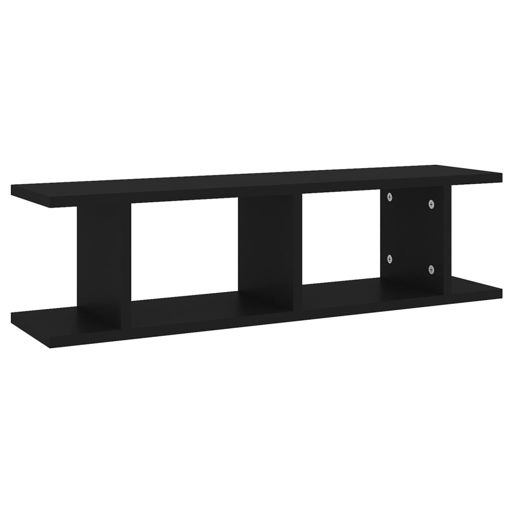 Wandschappen 2 st 75x18x20 cm bewerkt hout zwart is nu te koop bij PeponiXL, paradijselijk wonen!