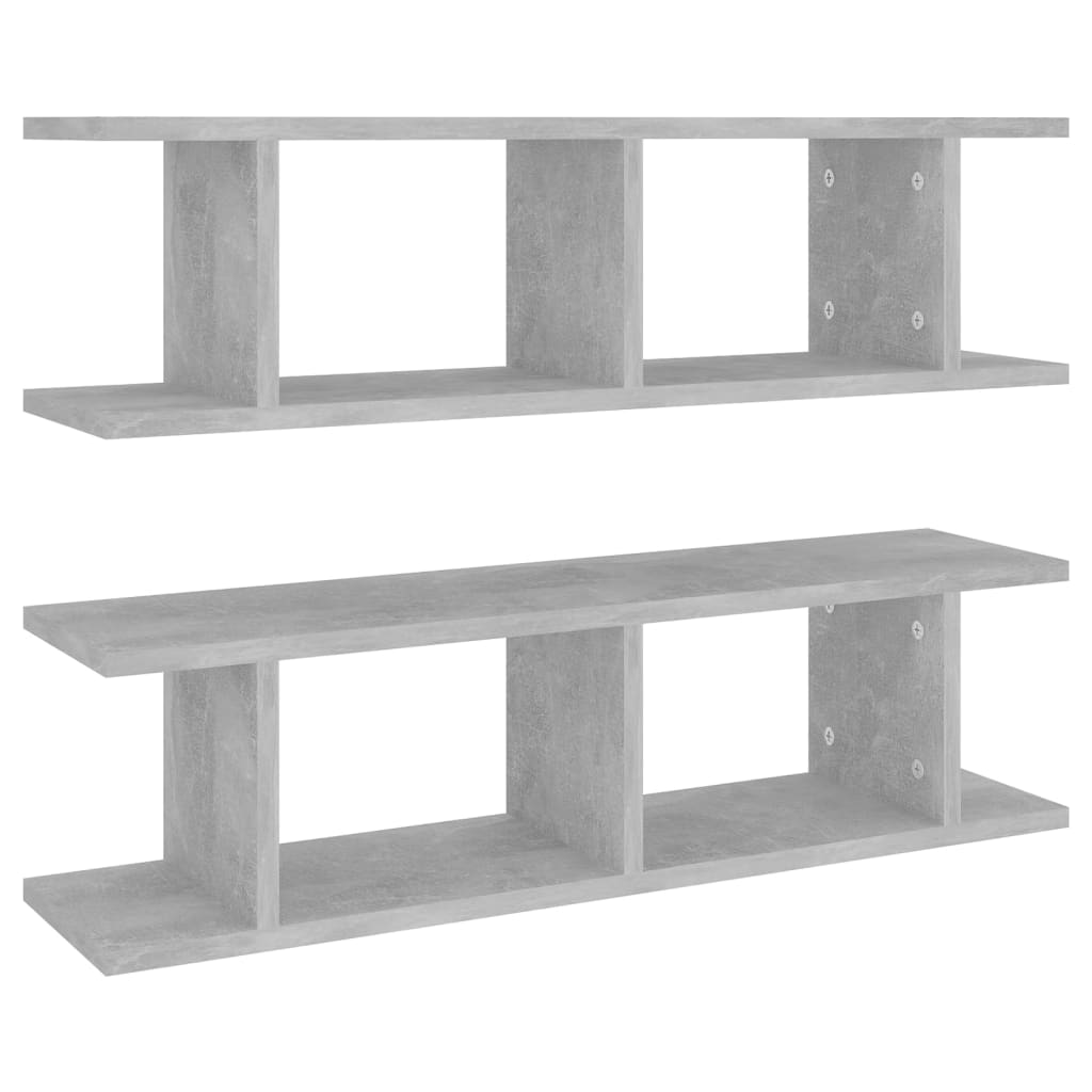 Wandschappen 2 st 75x18x20 cm bewerkt hout betongrijs is nu te koop bij PeponiXL, paradijselijk wonen!