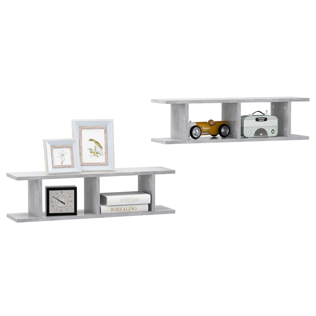 Wandschappen 2 st 75x18x20 cm bewerkt hout betongrijs is nu te koop bij PeponiXL, paradijselijk wonen!