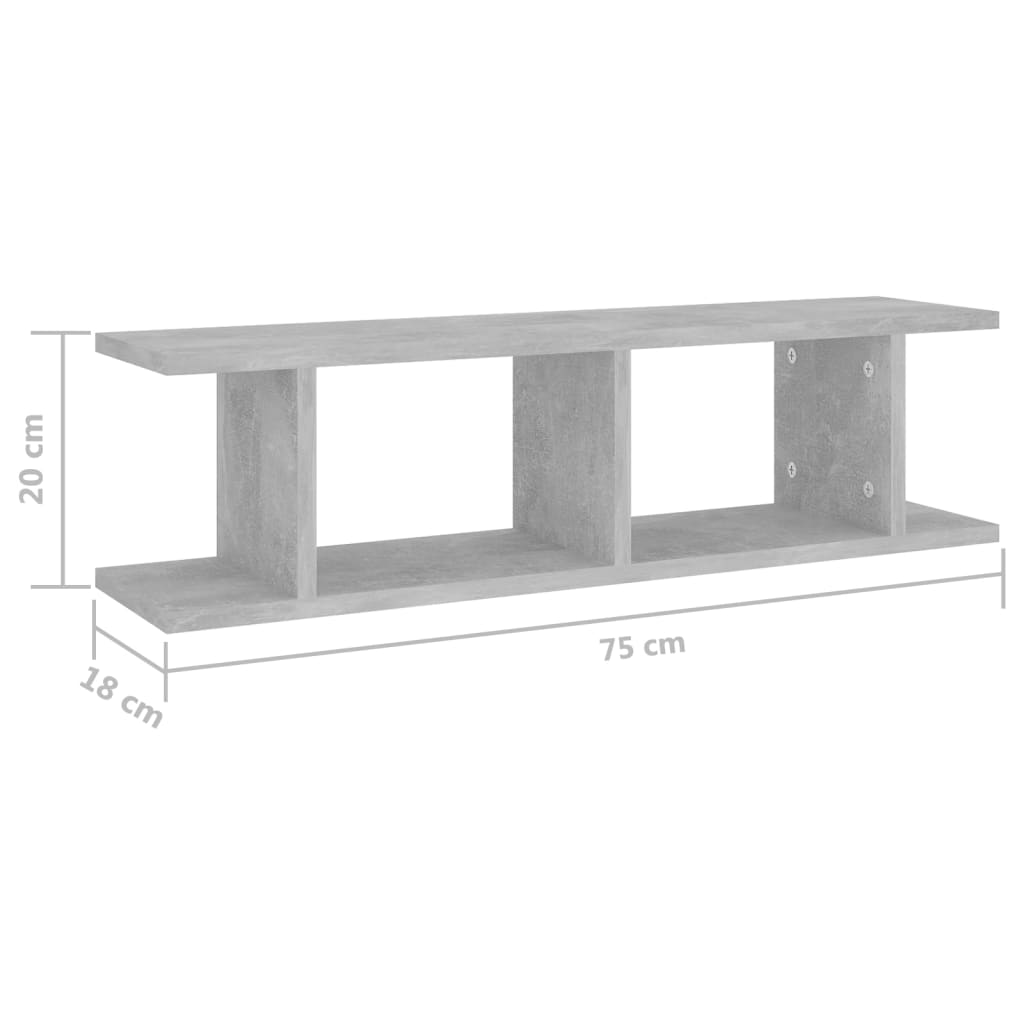 Wandschappen 2 st 75x18x20 cm bewerkt hout betongrijs is nu te koop bij PeponiXL, paradijselijk wonen!