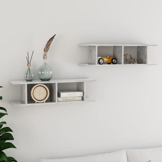 Wandschappen 2 st 75x18x20 cm bewerkt hout betongrijs is nu te koop bij PeponiXL, paradijselijk wonen!
