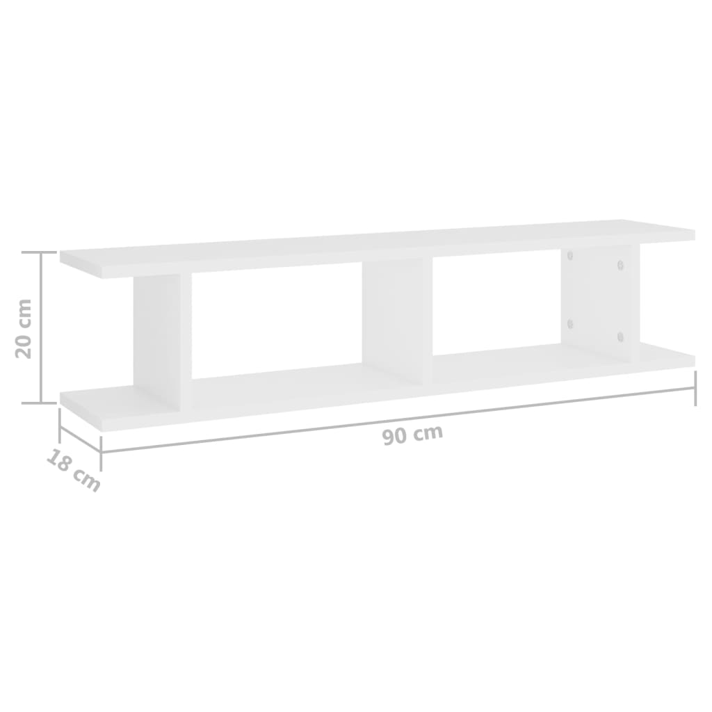 Wandschappen 2 st 90x18x20 cm bewerkt hout wit is nu te koop bij PeponiXL, paradijselijk wonen!