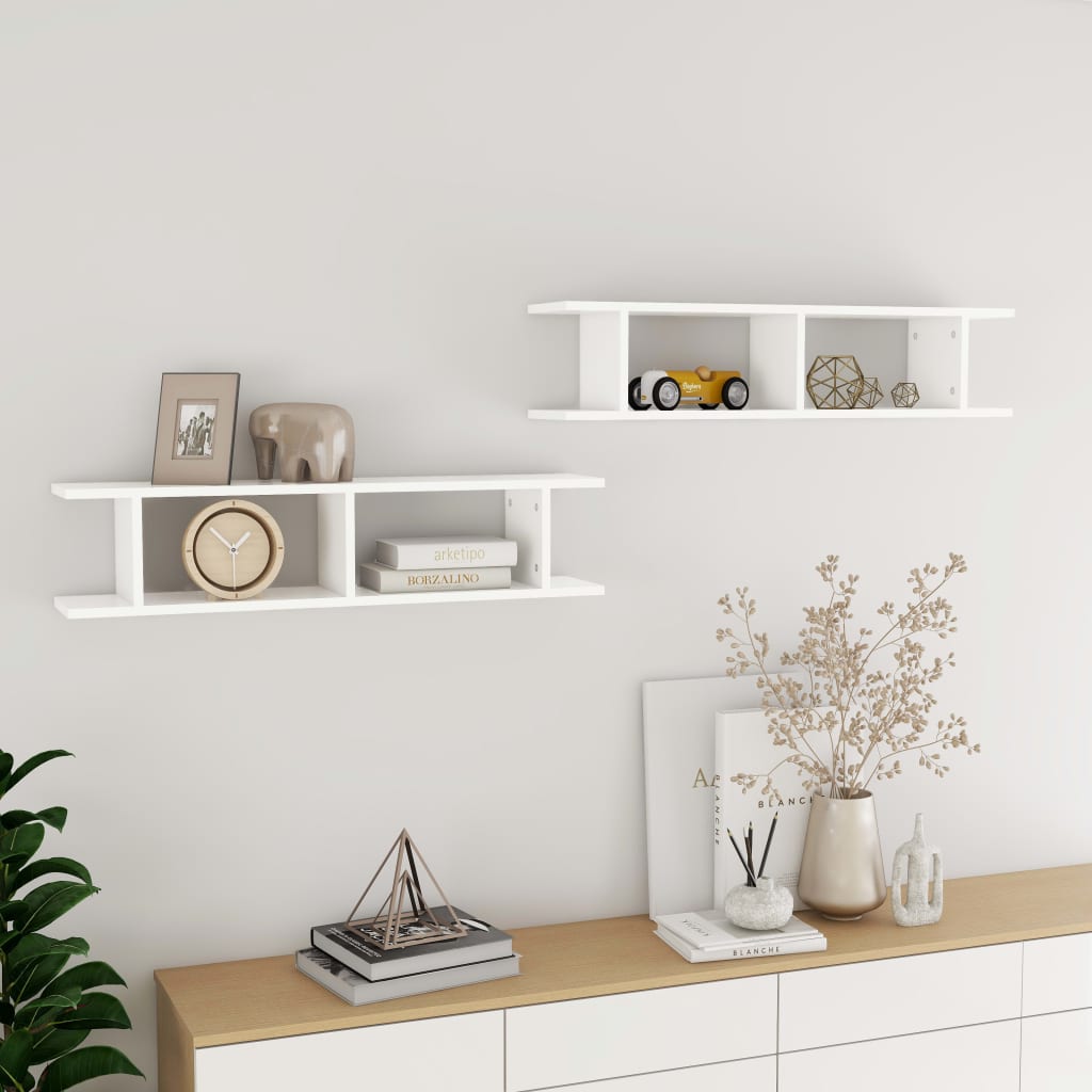 Wandschappen 2 st 90x18x20 cm bewerkt hout wit is nu te koop bij PeponiXL, paradijselijk wonen!
