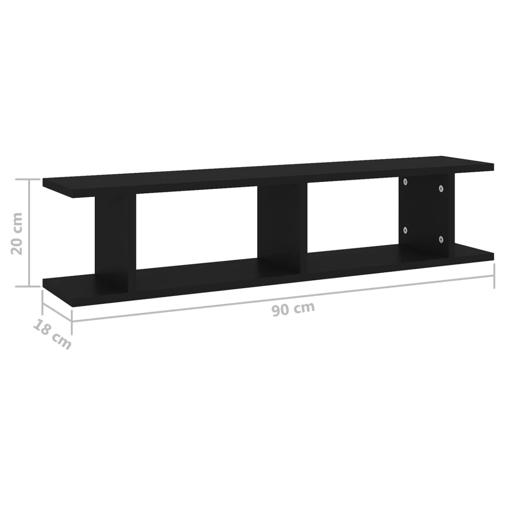 Wandschappen 2 st 90x18x20 cm bewerkt hout zwart is nu te koop bij PeponiXL, paradijselijk wonen!