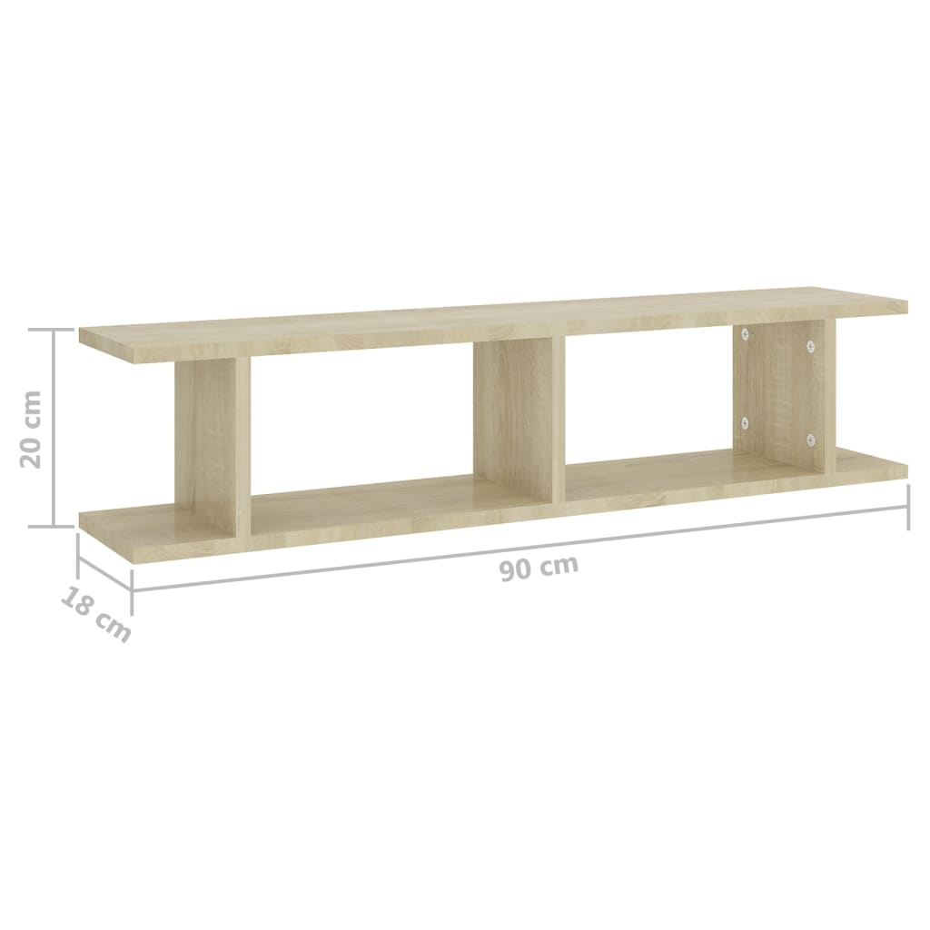 Wandschappen 2 st 90x18x20 cm bewerkt hout sonoma eikenkleurig is nu te koop bij PeponiXL, paradijselijk wonen!