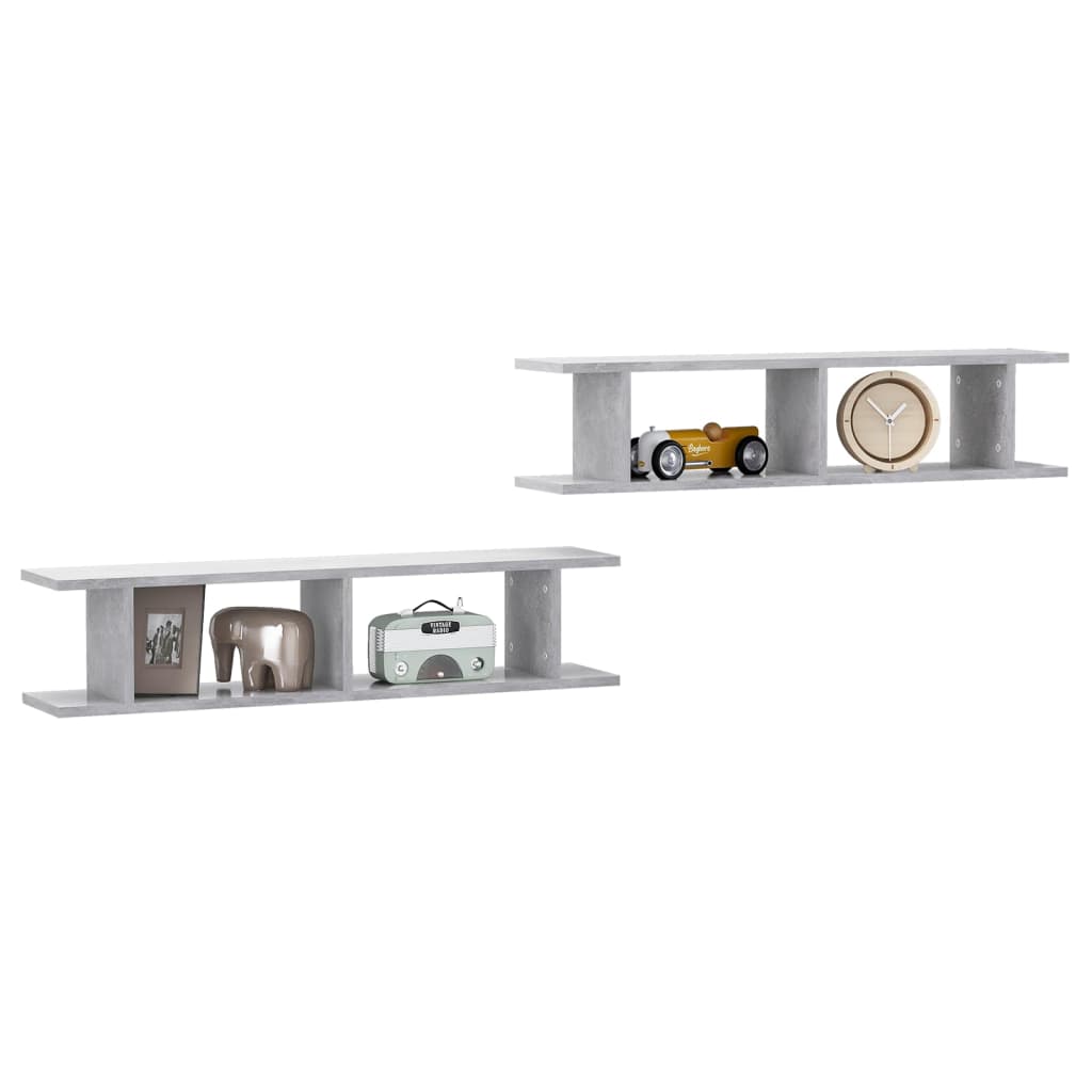 Wandschappen 2 st 90x18x20 cm bewerkt hout betongrijs is nu te koop bij PeponiXL, paradijselijk wonen!