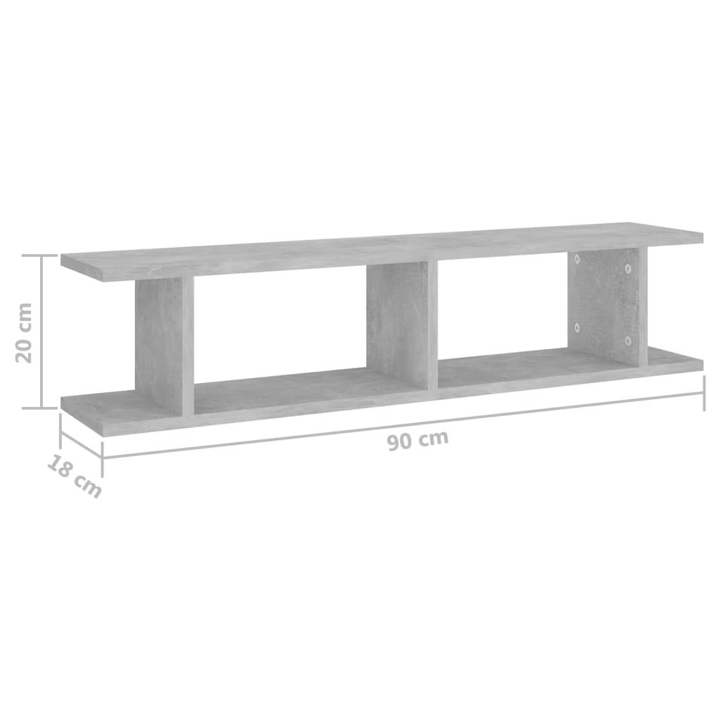 Wandschappen 2 st 90x18x20 cm bewerkt hout betongrijs is nu te koop bij PeponiXL, paradijselijk wonen!