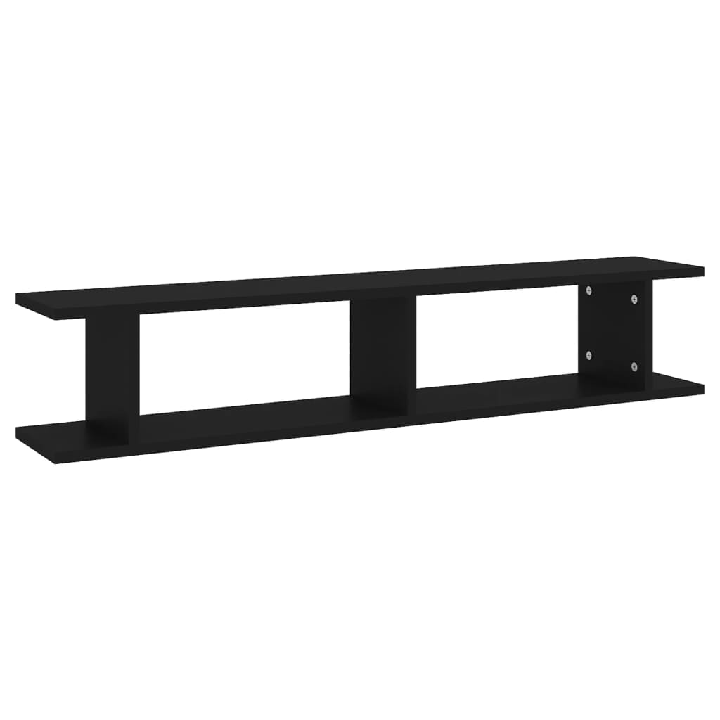 Wandschappen 2 st 105x18x20 cm bewerkt hout zwart is nu te koop bij PeponiXL, paradijselijk wonen!