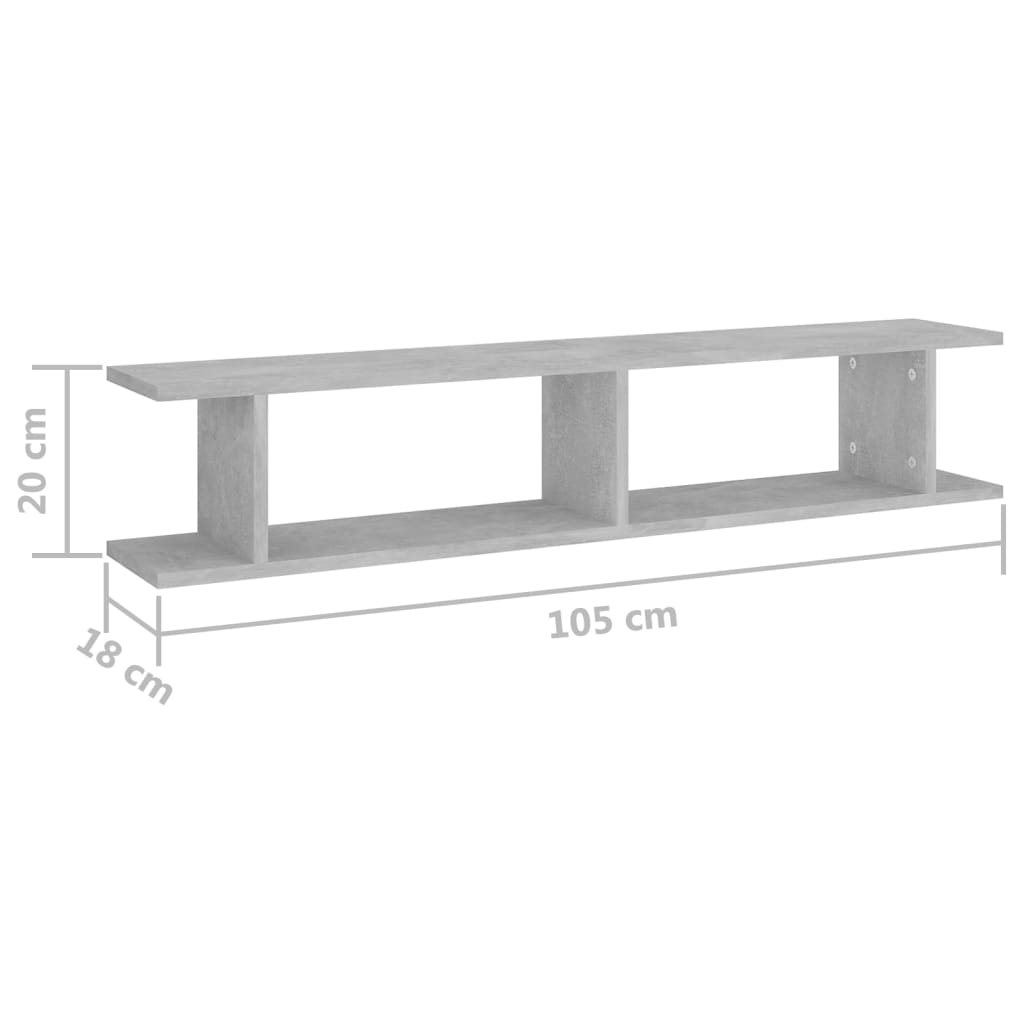Wandschappen 2 st 105x18x20 cm bewerkt hout betongrijs is nu te koop bij PeponiXL, paradijselijk wonen!