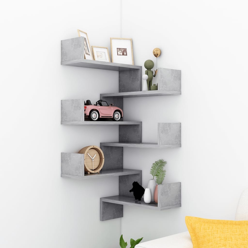 Hoekwandschappen 2 st 40x40x50 cm bewerkt hout betongrijs is nu te koop bij PeponiXL, paradijselijk wonen!