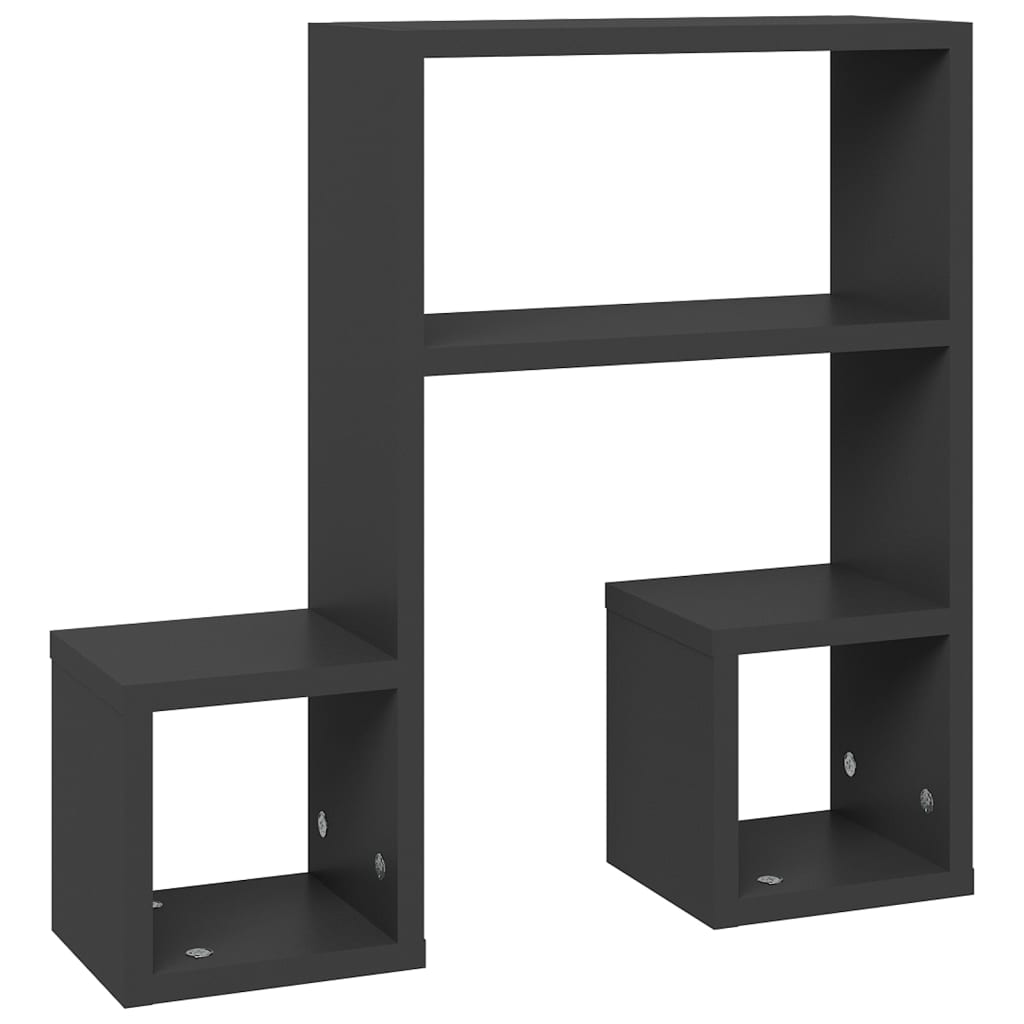 Wandschappen 2 st 50x15x50 cm bewerkt hout grijs