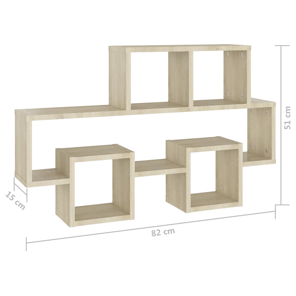 Wandschap auto-vormig 82x15x51 cm bewerkt hout sonoma eiken is nu te koop bij PeponiXL, paradijselijk wonen!