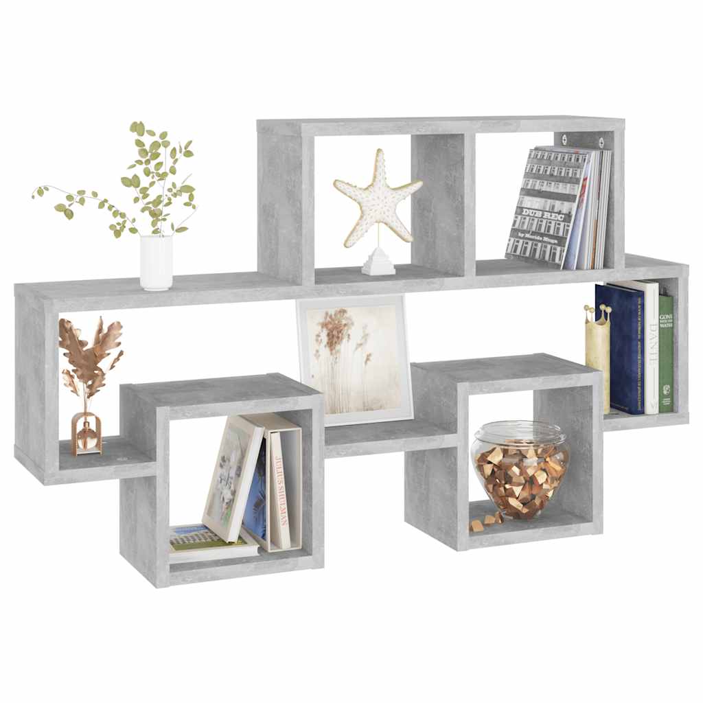 Wandschap auto-vormig 82x15x51 cm bewerkt hout betongrijs is nu te koop bij PeponiXL, paradijselijk wonen!