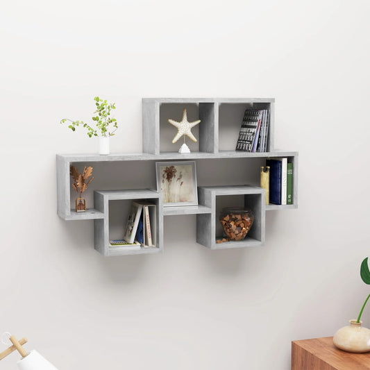 Wandschap auto-vormig 82x15x51 cm bewerkt hout betongrijs is nu te koop bij PeponiXL, paradijselijk wonen!