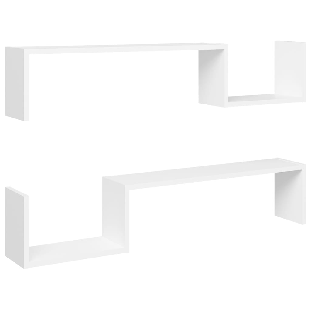 Wandschappen 2 st 100x15x20 cm bewerkt hout wit is nu te koop bij PeponiXL, paradijselijk wonen!