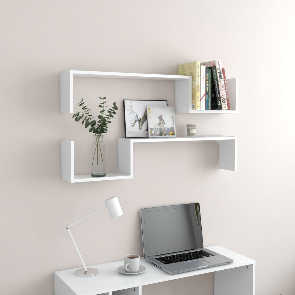 Wandschappen 2 st 100x15x20 cm bewerkt hout wit is nu te koop bij PeponiXL, paradijselijk wonen!