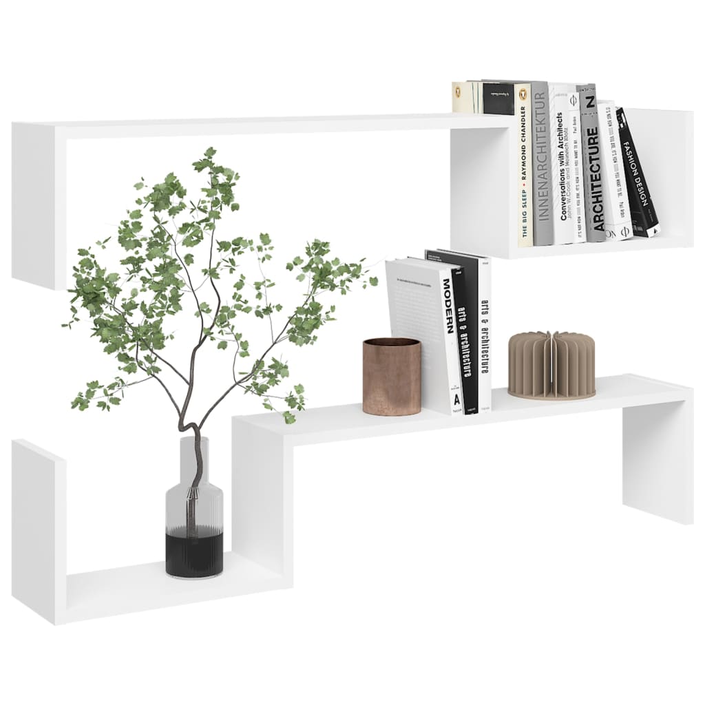 Wandschappen 2 st 100x15x20 cm bewerkt hout wit is nu te koop bij PeponiXL, paradijselijk wonen!