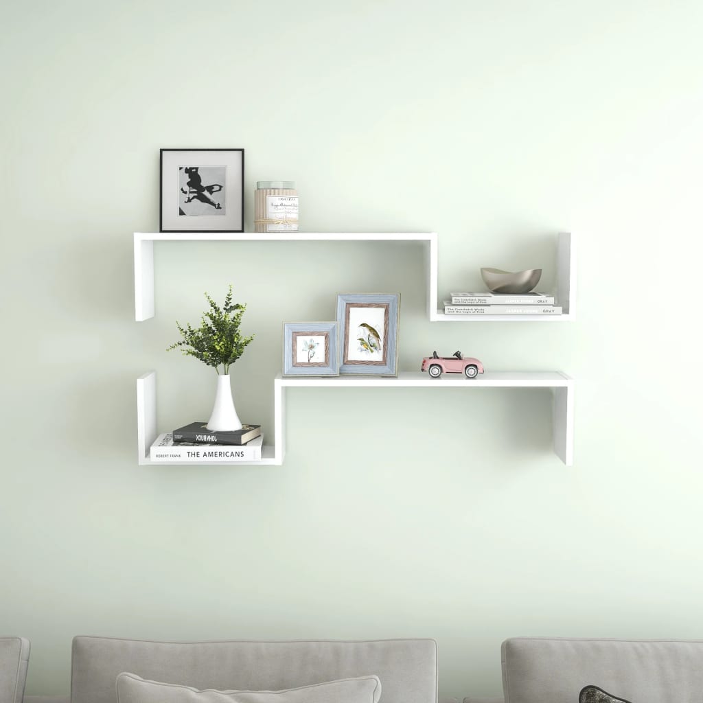 Wandschappen 2 st 100x15x20 cm bewerkt hout wit is nu te koop bij PeponiXL, paradijselijk wonen!