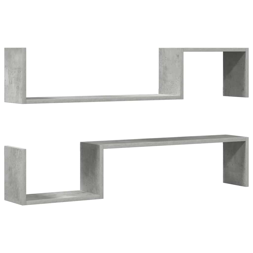 Wandschappen 2 st 100x15x20 cm bewerkt hout betongrijs is nu te koop bij PeponiXL, paradijselijk wonen!