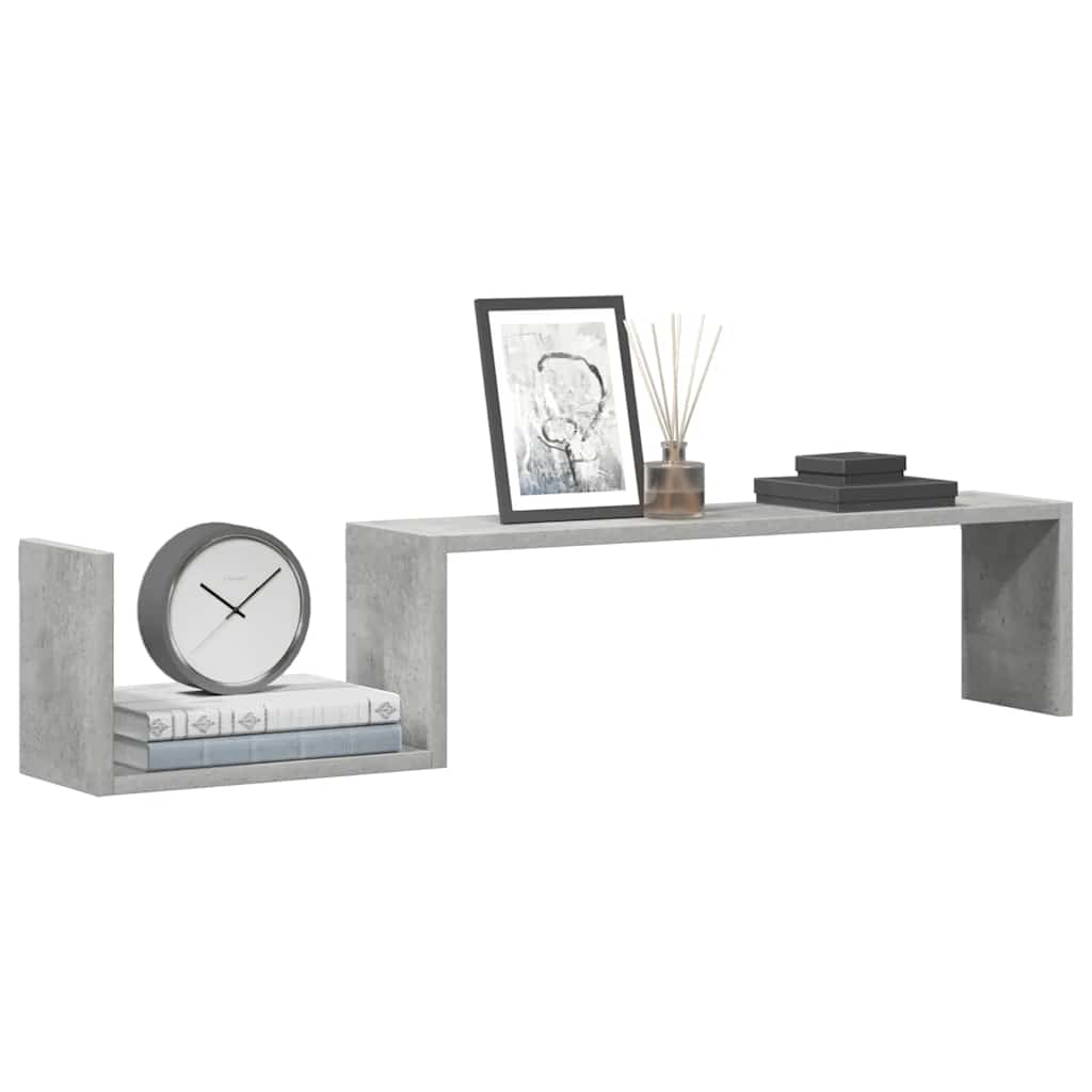 Wandschappen 2 st 100x15x20 cm bewerkt hout betongrijs is nu te koop bij PeponiXL, paradijselijk wonen!