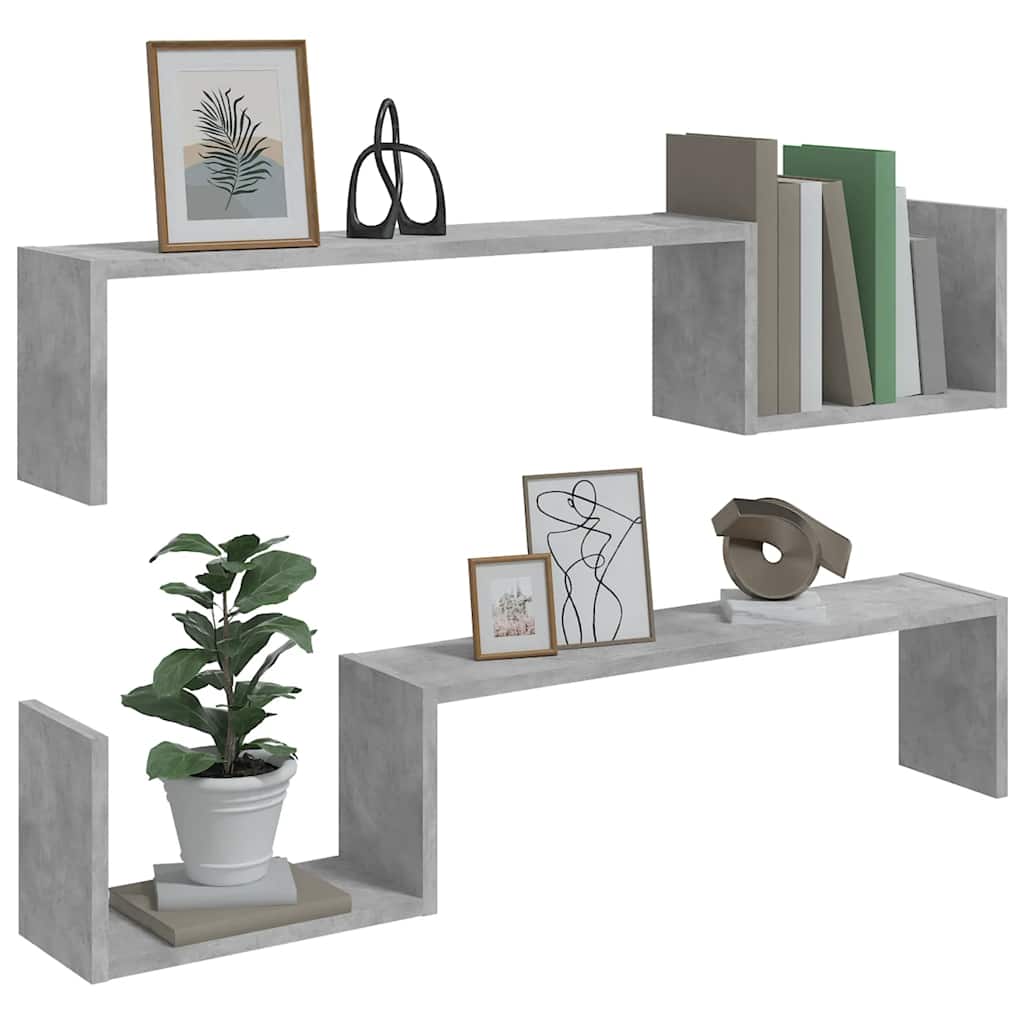 Wandschappen 2 st 100x15x20 cm bewerkt hout betongrijs is nu te koop bij PeponiXL, paradijselijk wonen!