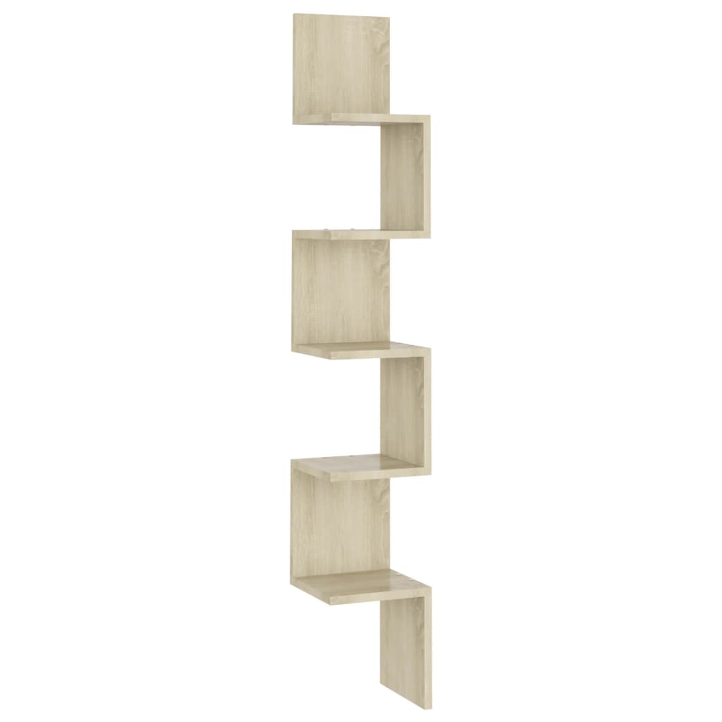 Hoekwandschap 20x20x127,5 cm bewerkt hout sonoma eikenkleurig is nu te koop bij PeponiXL, paradijselijk wonen!