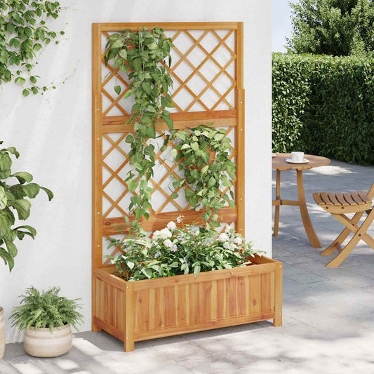 Plantenbak verhoogd met latwerk 85x38x150 cm massief acaciahout is nu te koop bij PeponiXL, paradijselijk wonen!