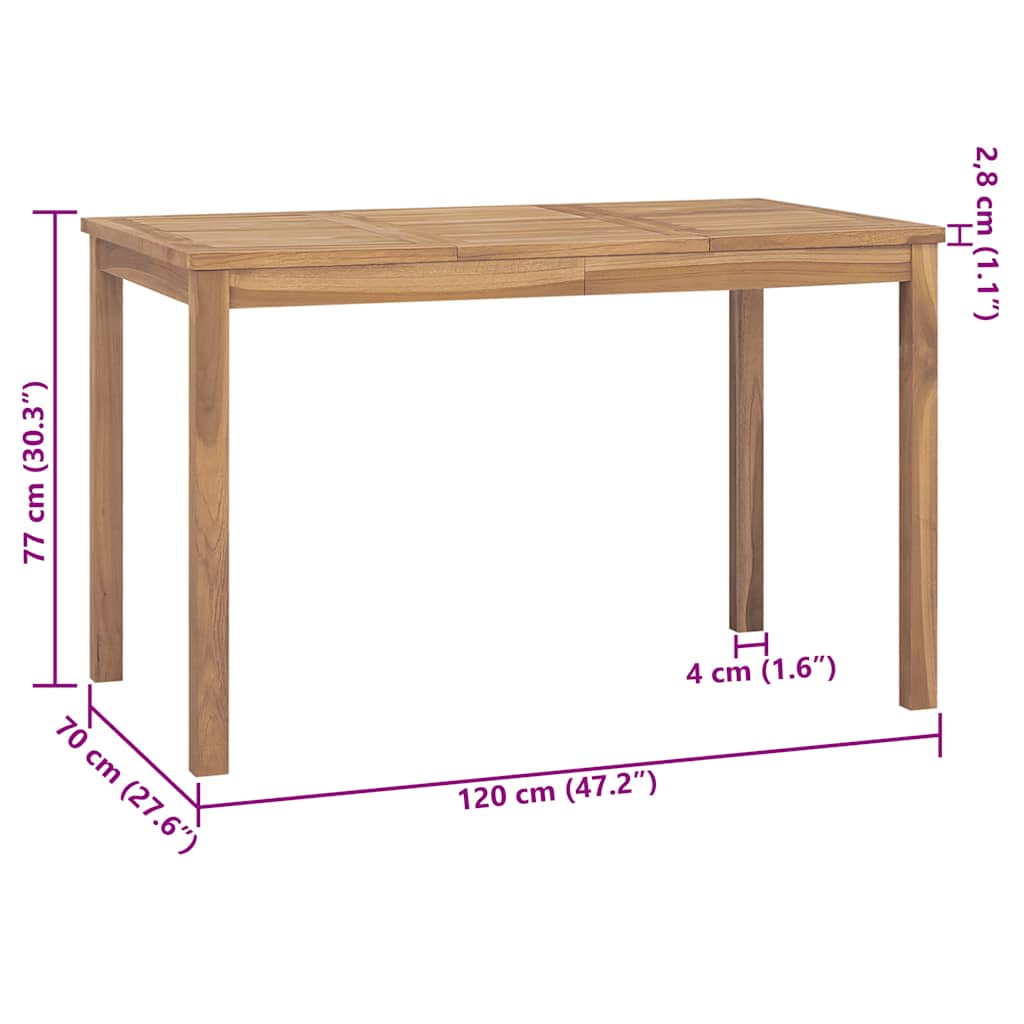 Tuintafel 120x70x77 cm massief teakhout is nu te koop bij PeponiXL, paradijselijk wonen!
