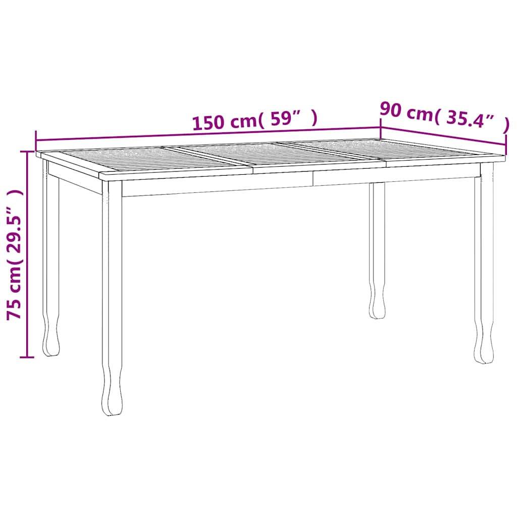 Tuintafel 150x90x75 cm massief teakhout is nu te koop bij PeponiXL, paradijselijk wonen!