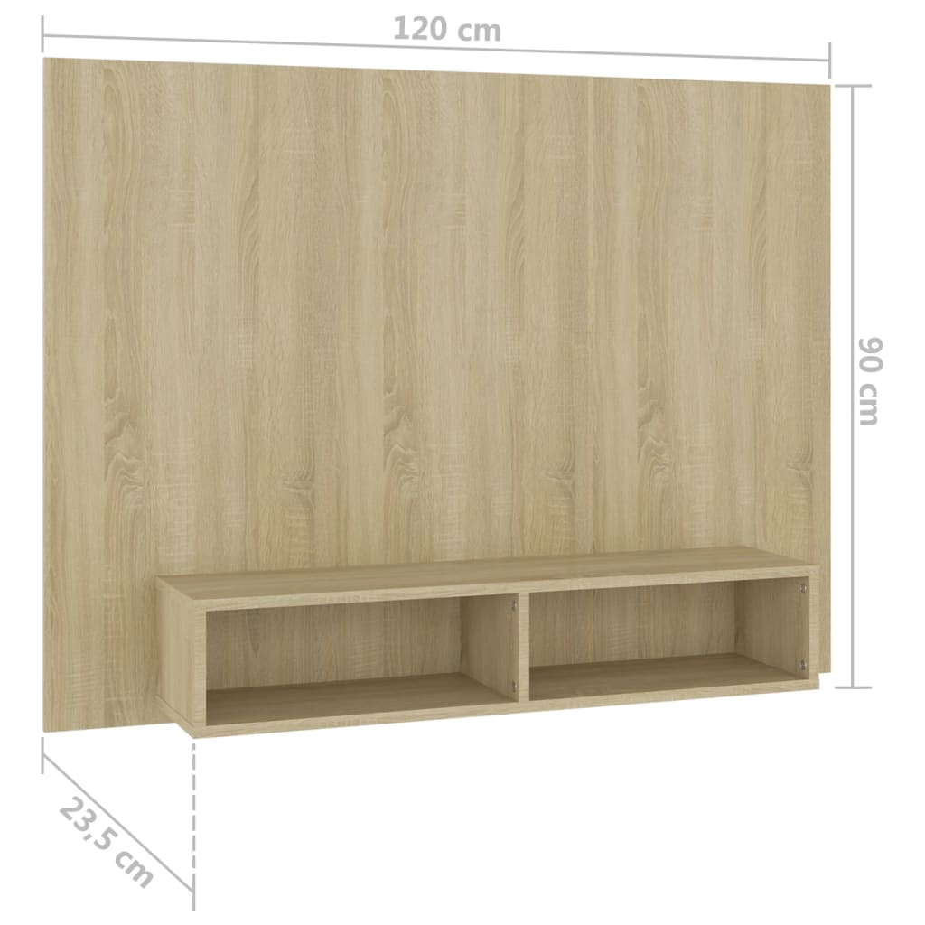 Tv-wandmeubel 120x23,5x90 cm bewerkt hout sonoma eikenkleurig is nu te koop bij PeponiXL, paradijselijk wonen!