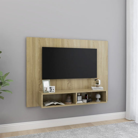 Tv-wandmeubel 120x23,5x90 cm bewerkt hout sonoma eikenkleurig is nu te koop bij PeponiXL, paradijselijk wonen!