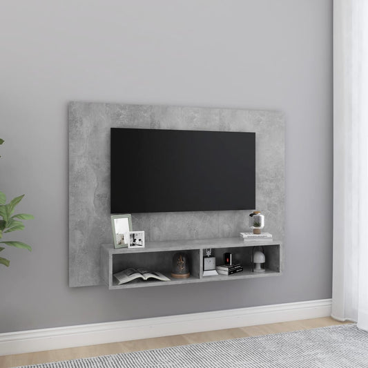 Tv-wandmeubel 120x23,5x90 cm bewerkt hout betongrijs is nu te koop bij PeponiXL, paradijselijk wonen!