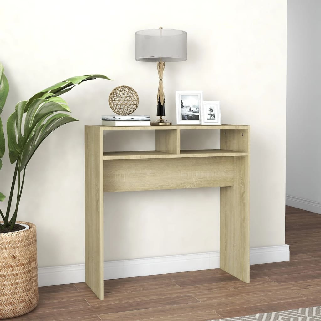 Wandtafel 78x30x80 cm bewerkt out sonoma eikenkleurig is nu te koop bij PeponiXL, paradijselijk wonen!