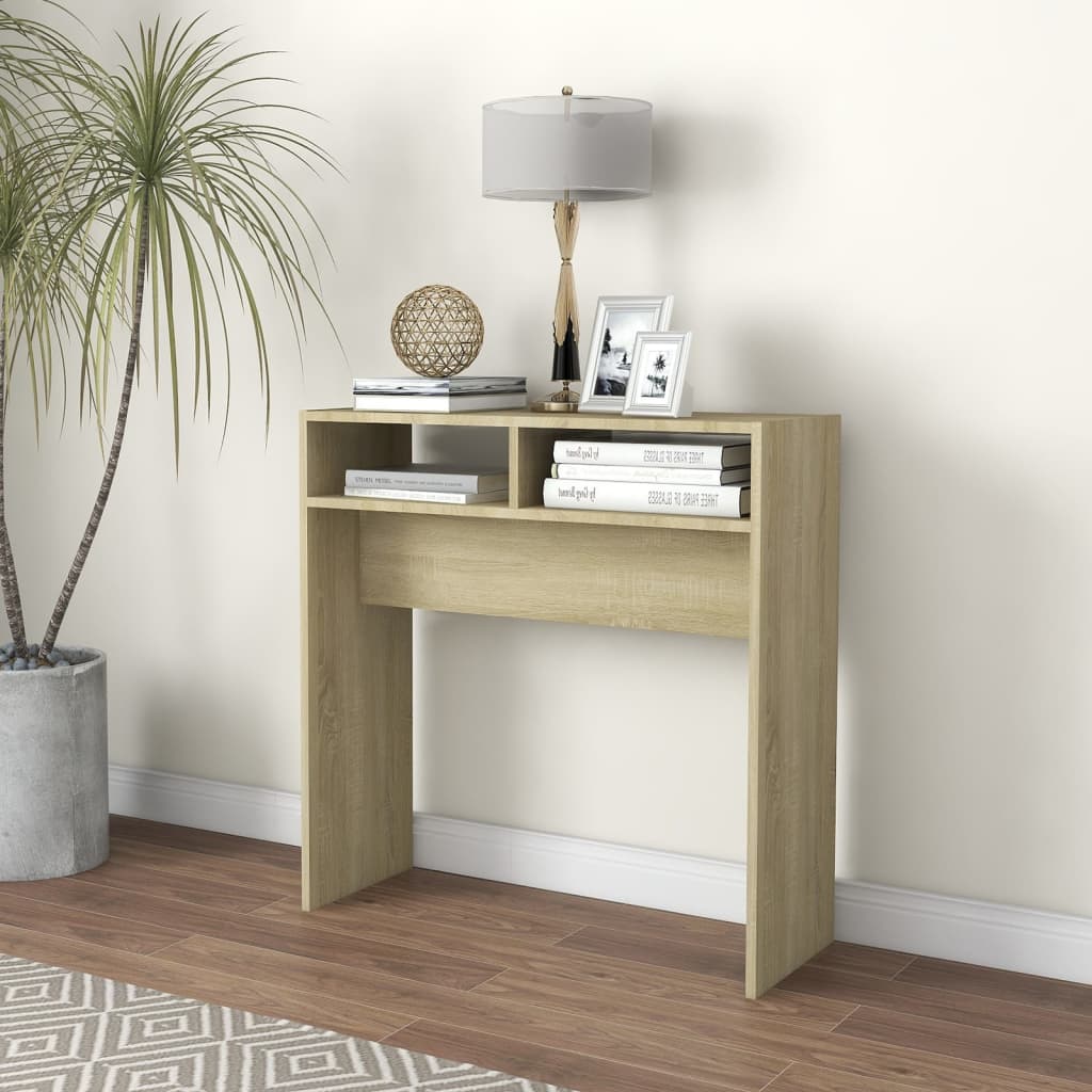 Wandtafel 78x30x80 cm bewerkt out sonoma eikenkleurig is nu te koop bij PeponiXL, paradijselijk wonen!