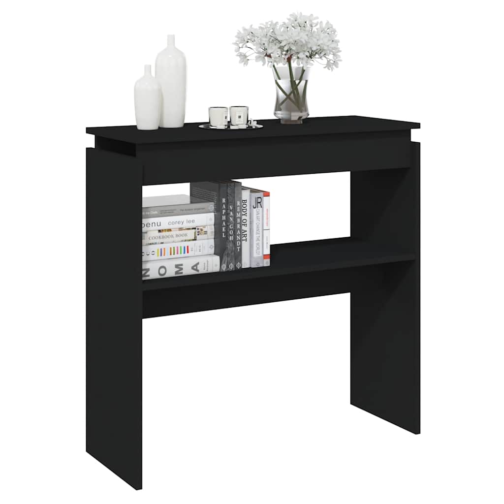 Wandtafel 80x30x80 cm bewerkt hout zwart is nu te koop bij PeponiXL, paradijselijk wonen!