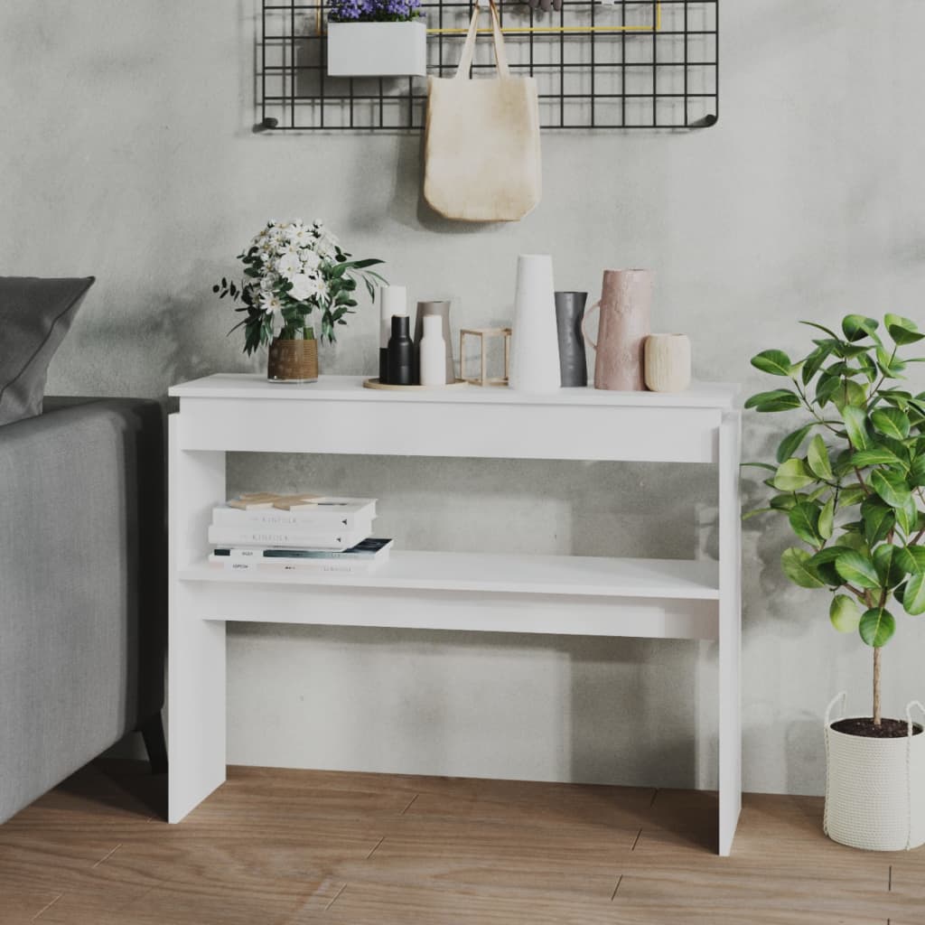 Wandtafel 102x30x80 cm bewerkt hout wit is nu te koop bij PeponiXL, paradijselijk wonen!