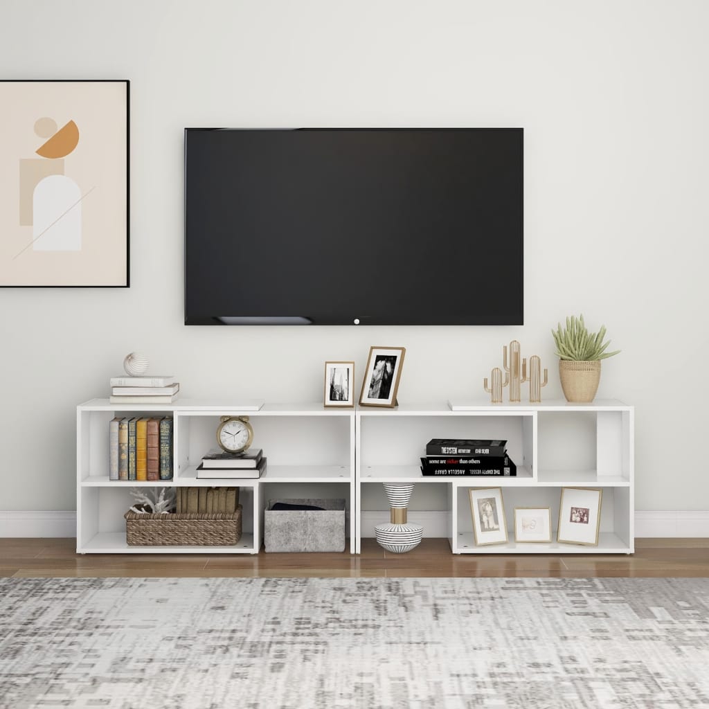 Tv-meubel 149x30x52 cm bewerkt hout hoogglans wit is nu te koop bij PeponiXL, paradijselijk wonen!