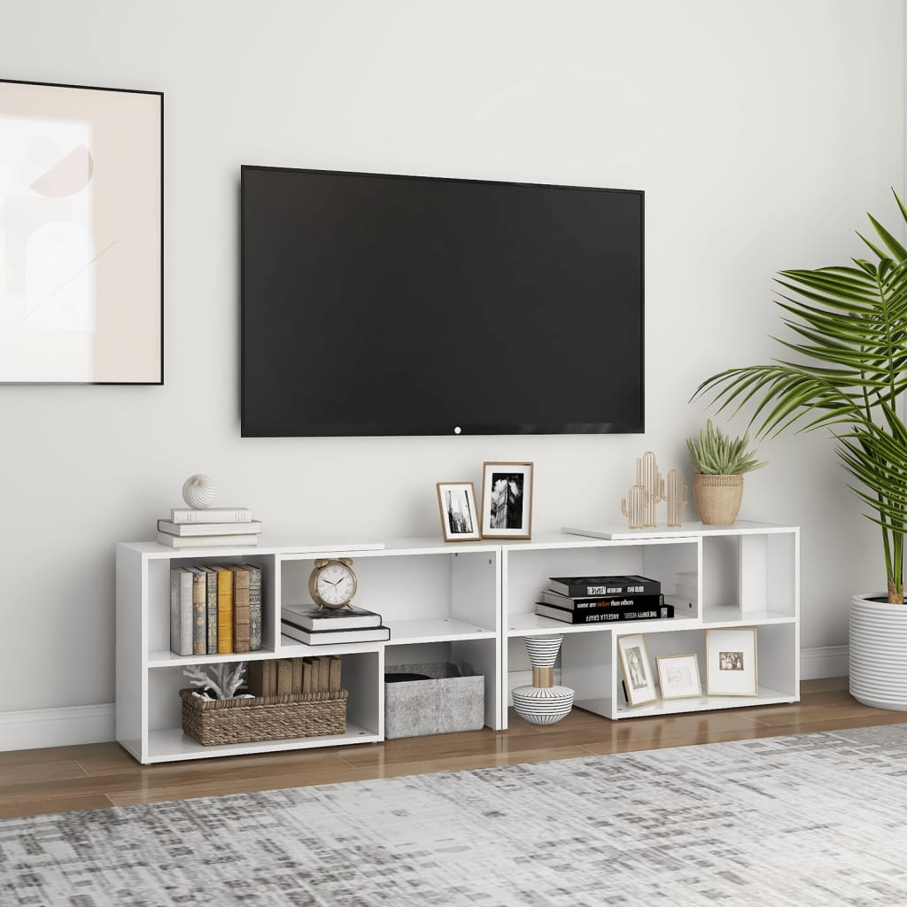 Tv-meubel 149x30x52 cm bewerkt hout hoogglans wit is nu te koop bij PeponiXL, paradijselijk wonen!